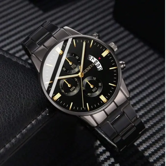 Men Quartz Watches, Men's fashion luxury casual watch,waterproof Quartz wristwatch for men gold strap 6