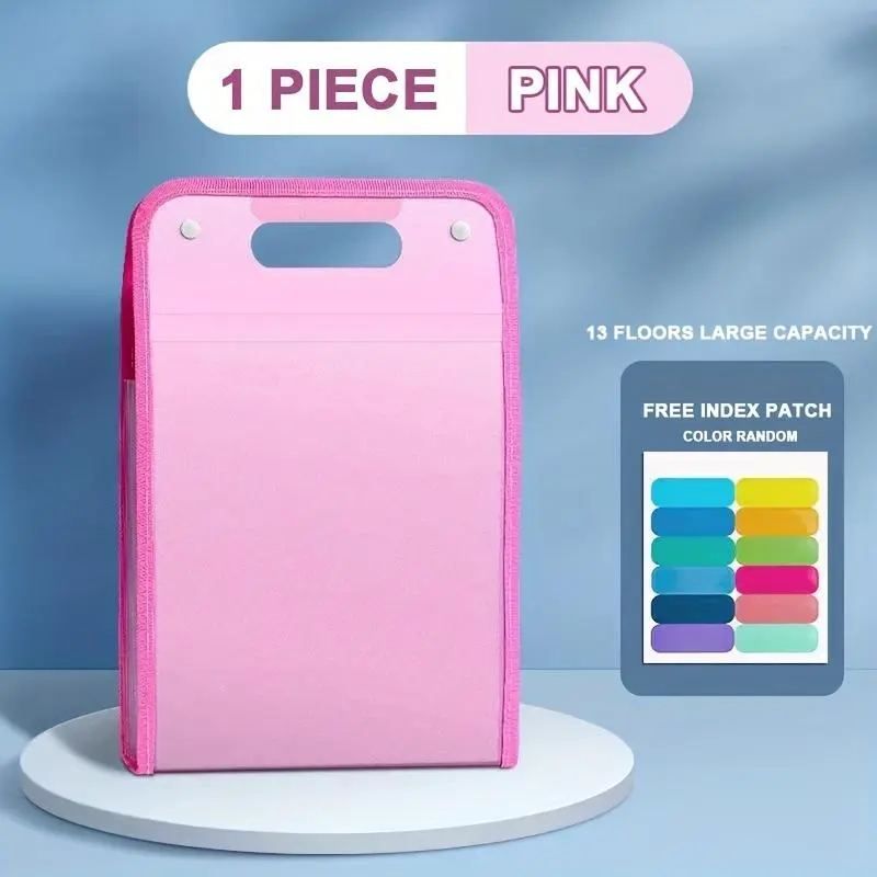 1pc Portable File Storage Bag, Large Capacity 13-Tier Vertical File Bag, Durable PP Material A4 Document Storage Organizer, Expanding File Folder Art Supplies,Large Capacity File Paper Organizer, Home School Office Supplies.back to school 4