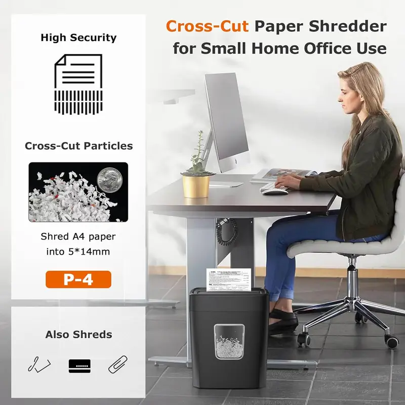 Bonsaii 8-Sheet Cross-Cut Shredder, P-4 Security, 16L Bin, Shreds Cards & Staples, C261-C 6