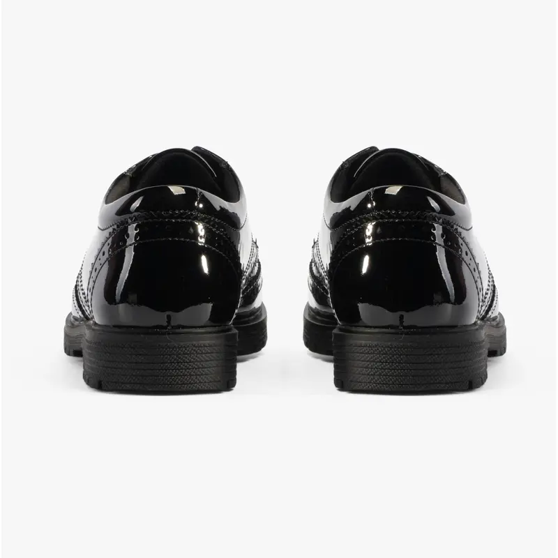 Hush Puppies SALLY Girls Leather School Shoes Black Patent School 2