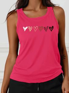 Women's Cartoon Heart Print Tank Top, Casual Sleeveless Top for Daily Wear, Ladies Sportswear for All Seasons, Socks