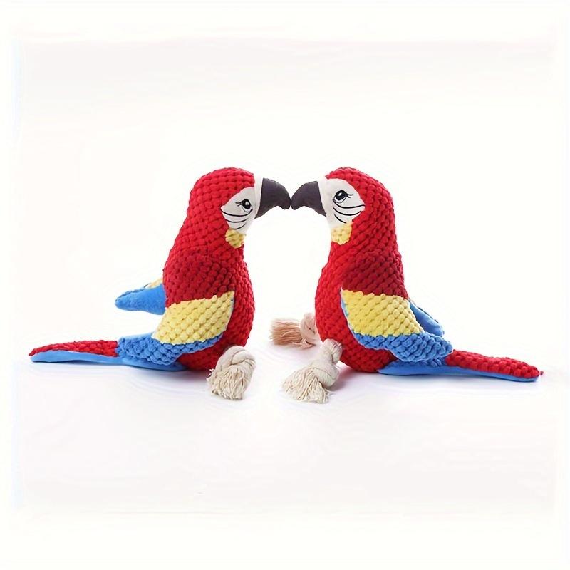 Good Oasis  Red Plush Dog Chew Toy in the Shape of a Parrot, Equipped with Sound Effects for Effective Teeth Cleaning. 8