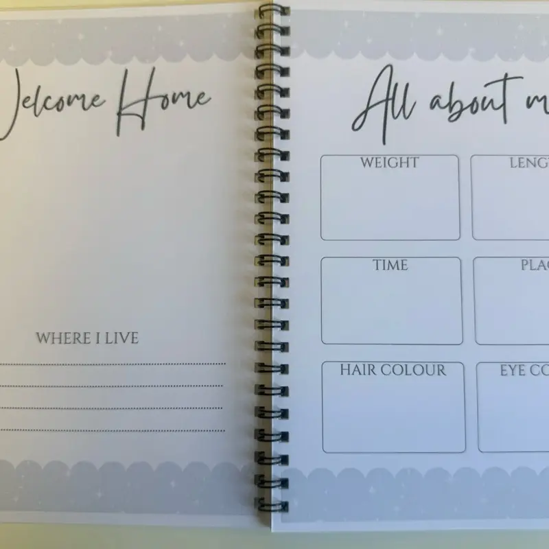 Baby Journal, Memories and Moments Book, 0-12 Months, Organize Your Baby's Growth and Development, Grey And White 1