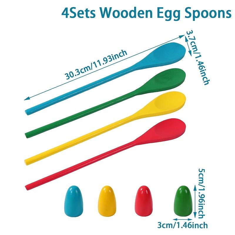4 Sets Wooden Balance Spoons - Easter Egg Spoon Race Game Set for Party Decorations, Outdoor Fun Games, and Party Gifts, Party Supplies 2