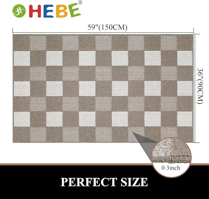 HEBE Indoor Door Mat 36"x59", Absorbent Dirt Resist Washable Front Door Mat Indoor Rugs for Entryway, Non Slip Inside Floor Mats, Low Profile Door Mats Entrance Mat, Coffee 1