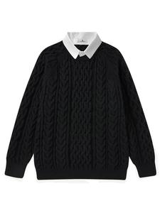 Men's   Patchwork  Knit Sweater, Regular Fit Casual Comfy Long Sleeve Jumper for Fall & Winter, Men's Knitwear for Daily Wear