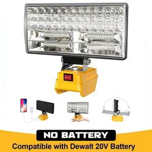 Cordless LED Work Light for Dewalt 20V Battery, 90W 5400LM LED Wide Beam Flood Light with USB Charging Ports, LED Light for Camping, Emergency, Workshop, Garage (Without Battery)