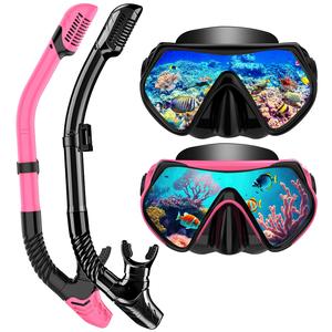 Dry Snorkeling Gear Set, 1 Set Professional Diving Mask, Goggles Mask & Snorkel, Comfortable Diving Equipment, Suitable for Underwater Exploration