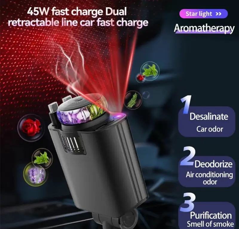 5-In-1 Smart Devices Charging Cable,Aromatic Smoke Air Freshener Metre Long With 240V Of Fast Charging Made For Durability And Functionality Wireless Electronic Cellphone 4