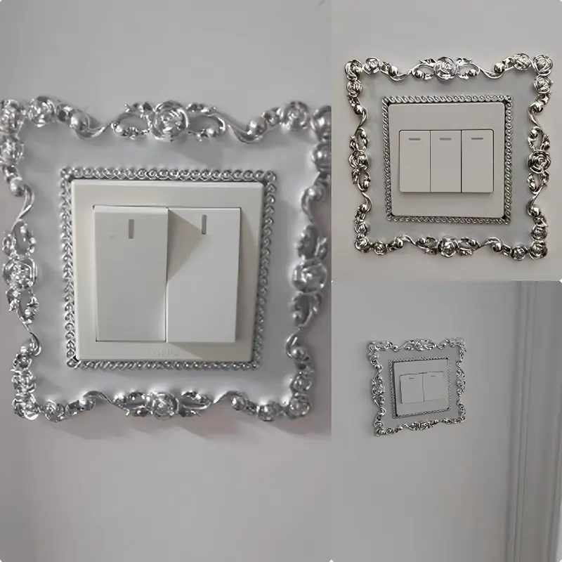 4Pcs Light Switch Surround, Light Switch Surround White, Light Switch Cover, Light Switch Covers Decoration Wall, Light Switch Cover Plates, for Living Room, Office, Home 3