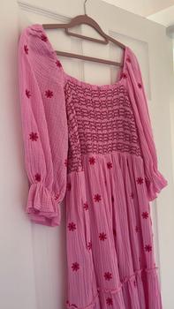 Product Review of Women's Floral Embroidery Frill Trim Shirred Flounce Sleeve Dress, Boho Fashion Long Sleeve Square Neck A Line Dress for Daily Holiday Vacation Wear, Ladies Dress for All Seasons, Dresses for Women,  Spring Dress from R**e ** 0