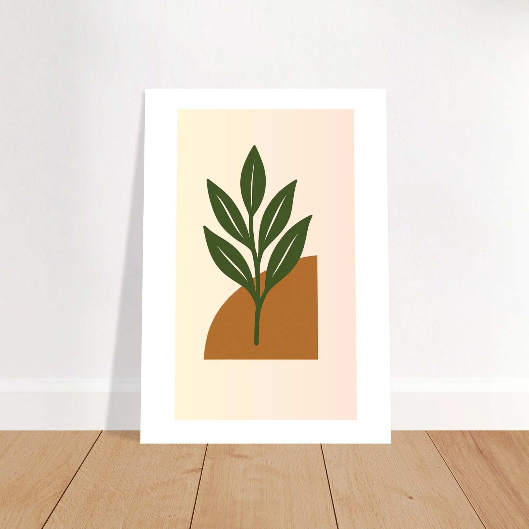 Minimalist Green Leaf & Terracotta Print – Botanical Wall Art