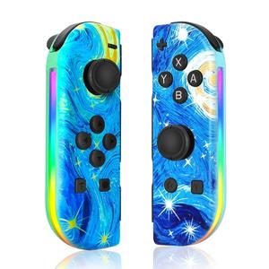 Creative Colorful Pattern Game Controller, Durable RGB Light Wake Up Vibration Dazzle Body Bluetooth-compatible Gamepad, Console Accessories for Nintendo Switch, Game Peripherals, Gaming Products, Wireless Gaming Controller, Controller Grip