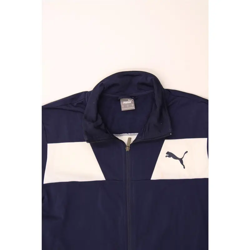 Pre-Owned Vintage PUMA Mens Tracksuit Top Jacket Medium Navy Blue Colourblock Polyester 4