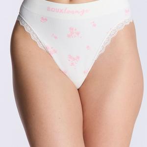 Boux Avenue Ribbed Seamless Floral Thong Women's Soft Stretchy Lingerie Knickers