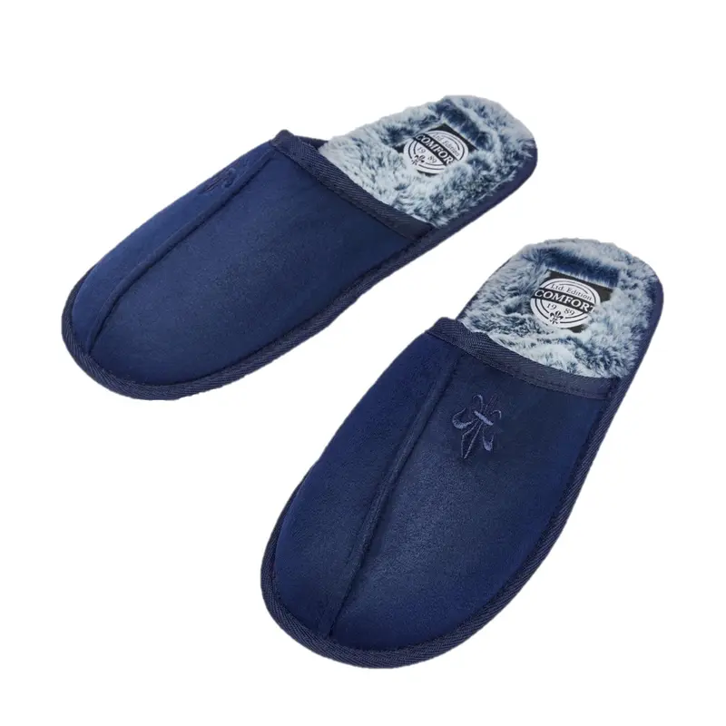 Men's Microfibre Slip-On Faux Fur Lined Memory Foam Mule Slippers 2