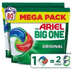 Ariel The Big One 80 Wash Laundry Liquid Pods Original-  Cleaning, Household products bulk buy Detergent capsules