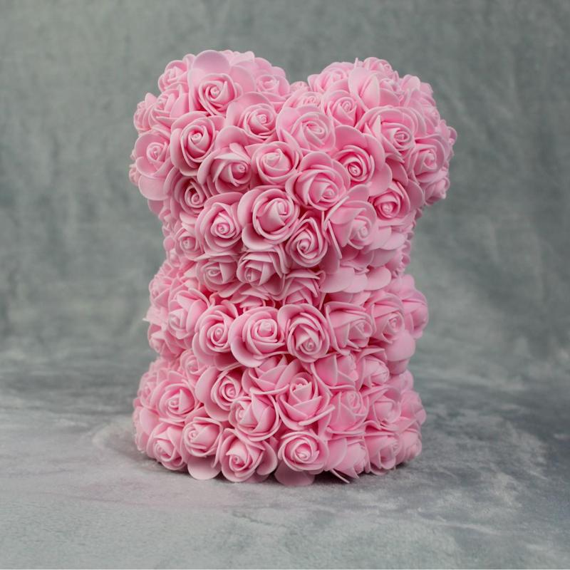 Personalised Flower Bear Custom Name Rose Bear Teddy Artificial Rose Birthday Christmas Mother's Day Gift for Her Gift For Him Nan Friend Daughter Son Wedding Funeral Memorial Colourful Flowers Personalized 3
