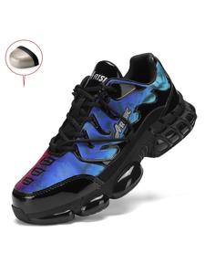 Men's Ombre Print Steel Toe Sneakers, Lightweight Safety Shoes, Comfortable Puncture Proof Indestructible Work Shoes