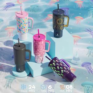 【MEOKY】40oz (1182ML) Tumbler With Handle And Straw, Reusable Straw, Insulated Coffee Cup Stainless Steel Travel Mug. Keeps Cold For 24 Hours Or Hot For 8 Hours, Suitable For Car Cup Holder, Holiday Gift, Travel