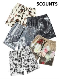 Men's Floral & Lion Print Boxer Brief, Casual Comfy Breathable Short-leg Shorts for Daily Wear, Men's Underwear for Summer