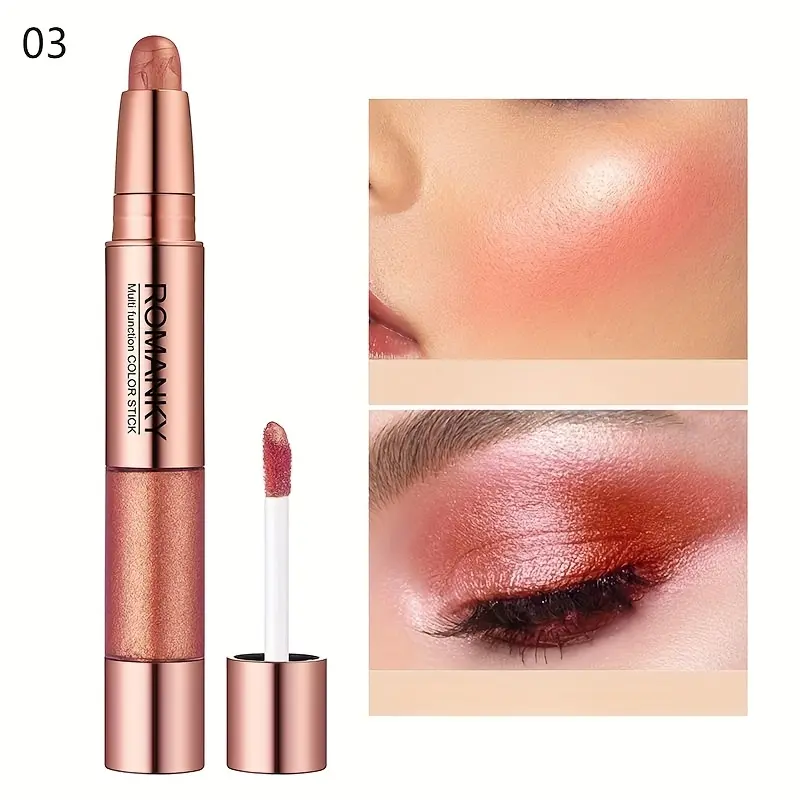 6 Colors 2-in-1 Highlight Stick + Highlight Liquid - Smooth Highlight Stick with Glitter Highlight Liquid and Flocked Brush Head, Can Be Used As Eye Shadow, Facial Highlighter for Bold Stage Makeup, Smoky Makeup,perfect Gift 7