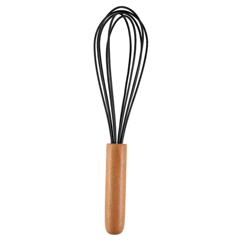 1pc silicone egg beater 10-inch wooden handle manual cake creamer and noodle mixer baking tool 7