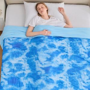 Tie Dye Pattern Cooling Comforter, Breathable Soft Lightweight Comforter, Washable Comfortable Blankets for Home Bedroom