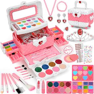Princess Makeup Toy, 56pcs/set Washable Makeup Toy with Jewelry Crown, Pretend Play Makeup Set, Birthday Gift for Girls, Birthday Gifts Ideas, Toys for Girls