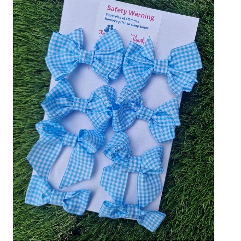 "Baby Blue" Gingham School/ Everday Mix Bows (available in different colours) 6