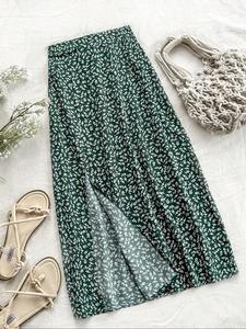 Women's Ditsy Floral Print Split Hem Skirt, Casual Fashion A Line Skirt for Daily Holiday Vacation Wear, Ladies Bottoms for Summer