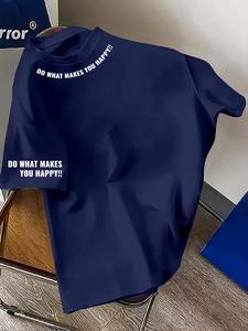 Men's Letter Print Round Neck Tee, Regular Fit Short Sleeve Crew Neck T-Shirt for Summer, Casual Men's Top for Daily Wear