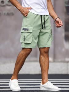 Men's Solid Flap Pocket Cargo Shorts, Fashion Pocket Shorts, Street Drawstring Waist Shorts for Daily Outdoor Wear, Men's Bottoms for Summer