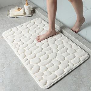 Cobblestone Embossed Bath Mat, Water Absorbent Bathroom Rug, Non Slip Washable Mat for Indoor Home Decor, Room Decor, Bathroom Accessories, Home Essentials