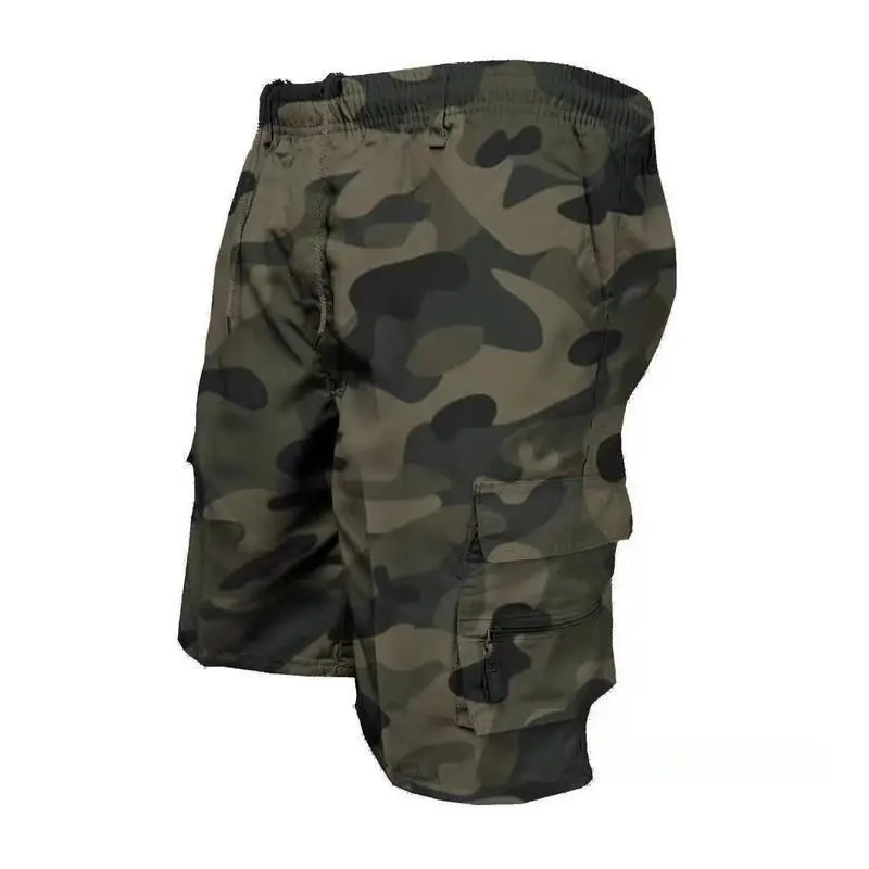 Men's Solid Color & Camouflage Cargo Drawstring Shorts – Loose Fit Casual Waist Trousers with Pockets, Simple Style, Comfy and Practical, Ideal for Spring Summer Outdoor Fitness, Hiking, Travel, and Casual Wear Mens Daily Wear. Confortable Plain Menswear 7