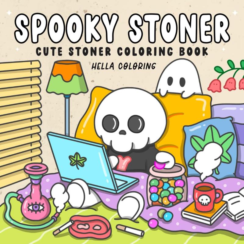 Product Introduction of Spooky Stoner: Cute Stoner Coloring Book Featuring Adorable Ghosts and Creepy Creatures Vibing in High Moments for Relaxation Paperback Colouring Book 4