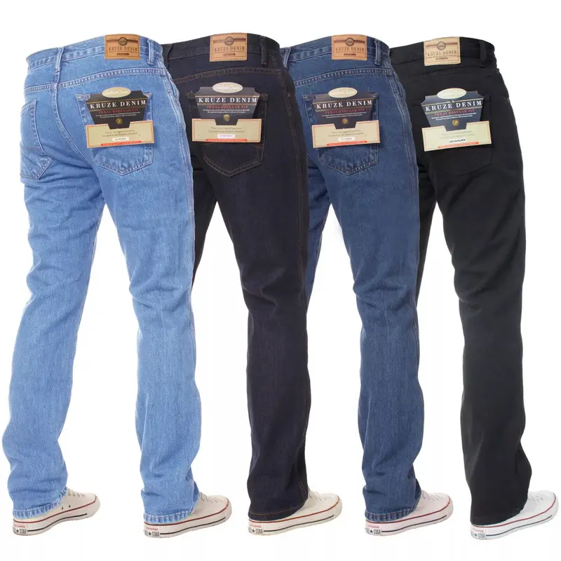 Mens Denim Jeans Straight Leg Regular Fit Basic Casual Work Heavy duty All Sizes Menswear Pants 0