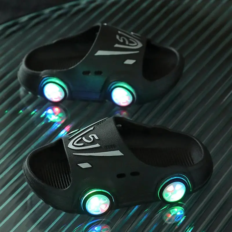 SummerChild Shoes LED Lights Slippers Baby Indoor Antiskid Sandals Boy Girl Luminous Slippers Kid Home Parent-child Sandals 1