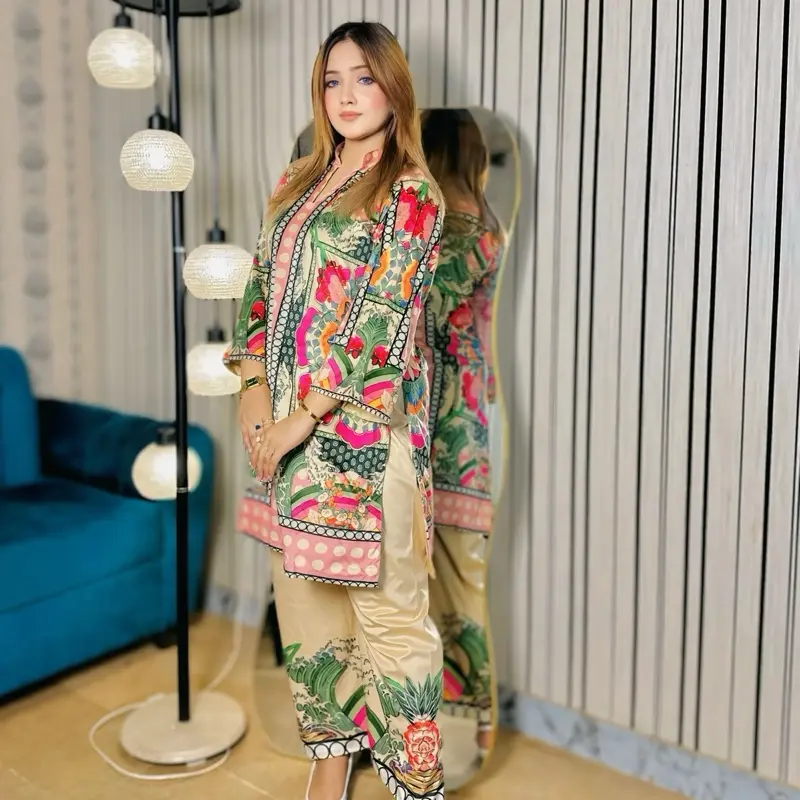 Digital Print Silk Pakistani Designer Style Edit Cotton Silk finest Luxury Print co-ord set