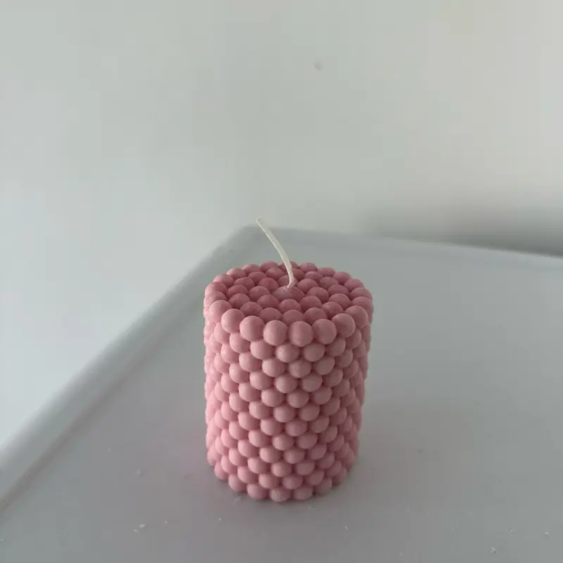 Pink Bubble Cylinder Scented Candle - Emboquet Decor Ornaments Wedding Anniversary Gift 1