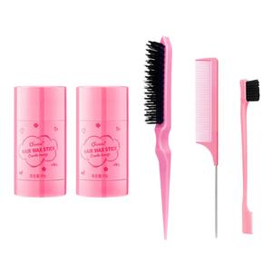 Hair Styling Kit, 5 Counts/set Hair Wax & Hair Brush Kit, 2 Counts Gel & 3 Counts Hair Brush, Professional Hair Styling Tool for Women & Men, Valentine's Day Gift, Slick, Lightweight Frizz Control, Trending Products Voluminous Hair, Salon Styling Brush
