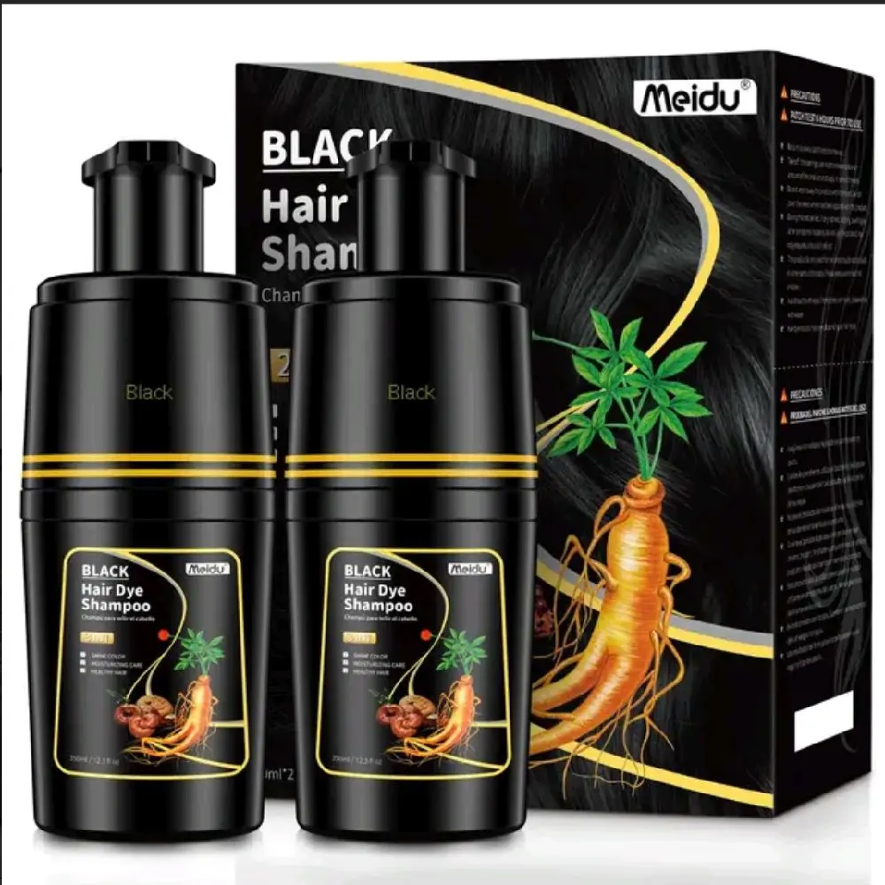 Black Hair Dye Shampoo for Gray Hair - Semi-Permanent Hair Color for Women & Men (350ml x 2) - Haircare, Conditioner