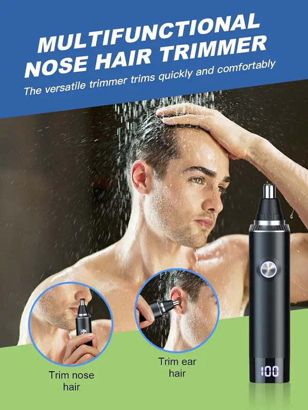 Rechargeable Nose Hair Trimmer for Men and Women, 2025 Upgrade, Painless USB Nose Trimmer, Ear and Nose Clipper, Facial Hair Removal, Easy to Clean, Dual Edge Blades, IPX7 Waterproof 6