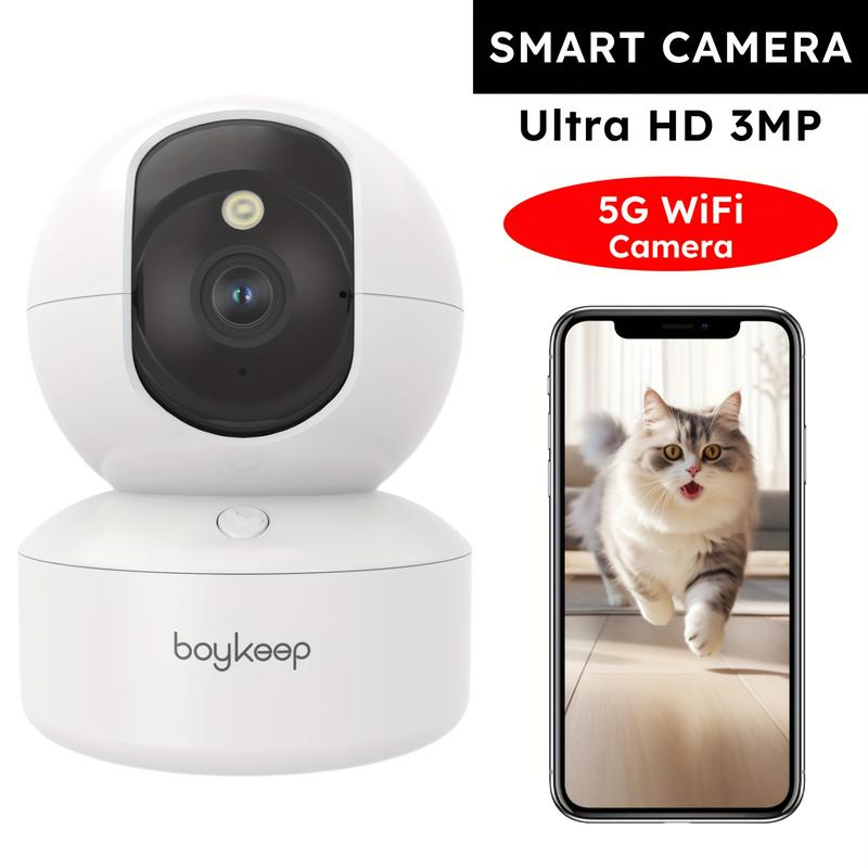 BoyKeep 5g/2.4ghz WiFi Smart Camera, 2K High-definition Indoor Safety Monitor, Special Safety Camera For Babies And Pets, 360° Panoramic Surveillance Video, Night Vision, Two-way Calls, Memory Card And Cloud Storage, K30 7
