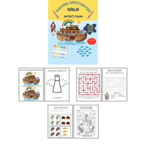 Teaching Christian Kids | Fun Bible Activity Book | For children & adults aged 5+: Over 70 original activities | including Word Searches, Coloring Pages, Scripture verses & more!- Perfect Sunday School Learning Activity