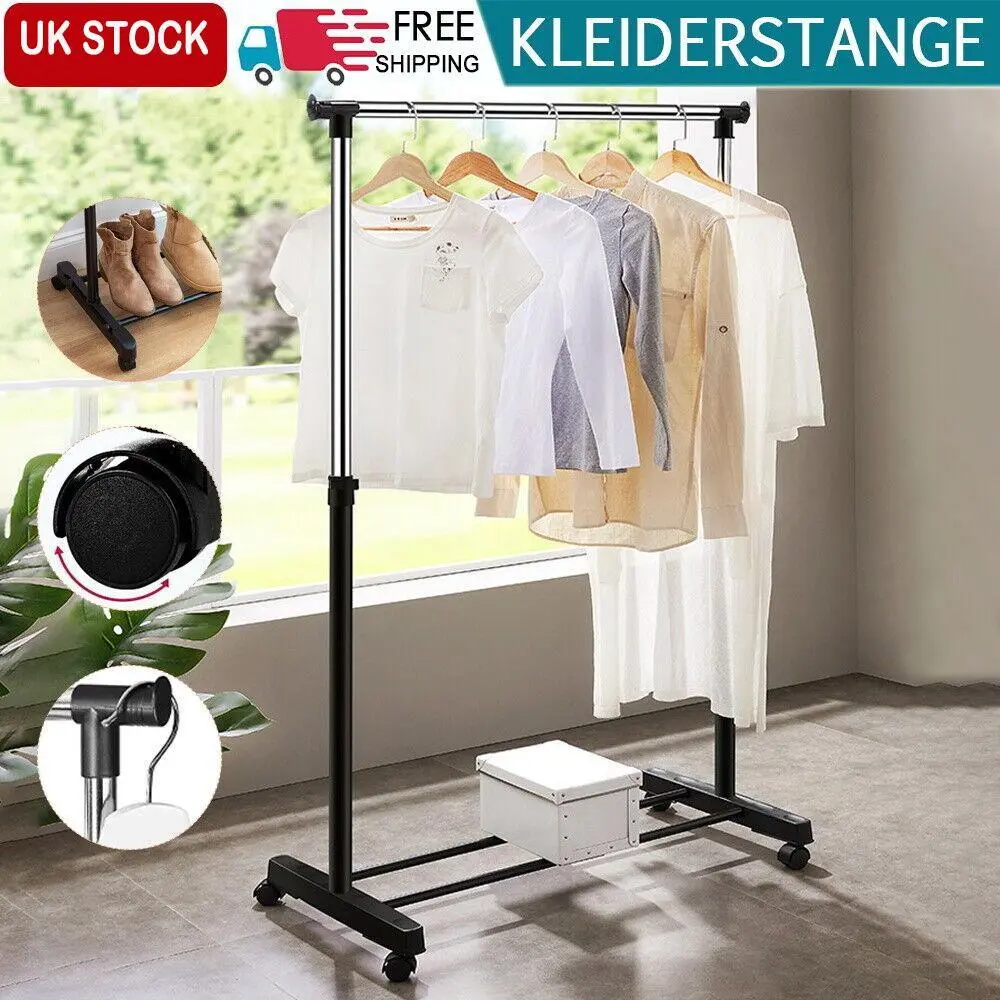 Adjustable Clothes Rack Stand with Mobile Design for Laundry Needs, 150 CM Metal Clothes Rail for Coats, Skirts, Shirts, Sweaters, Black - Hangable shoe  rack bedroom  storage storage  unit clotheshanger clothes  dryer