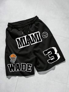 Men's Miami Number Print Graphic Shorts, Casual Loose Fit Basketball Shorts for Summer, Men's Bottoms for Daily Wear