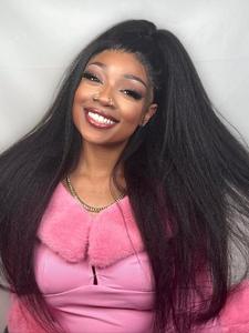 26 Inch Yaki Straight Human Hair Wigs for Women, Gorgeous Fluffy Wigs, Lace Front Wigs for Party, Daily Use