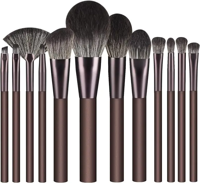 Makeup Brushes 12 Pcs Makeup Brush Set Premium Synthetic Bristles Foundation Make Up Brushes Concealers Eyeshadow Professional Make-up Brush Sets (Coffee) 0