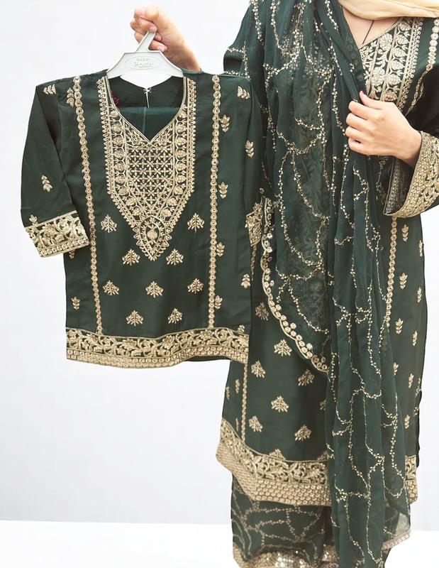 3 Pcs Asian  Embroidered Suit/Dress | Pakistani/Indian Kameez Salwar | 2025 Fashion | Formal/Occasional Wear For Women | Zahra B's Collection Womenswear Embroidery Elegance Comfort 4